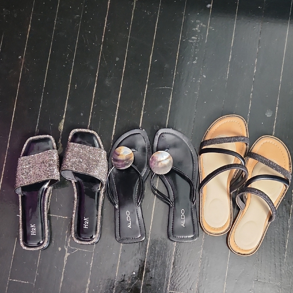 Aldo 8 H2K 7 Andiamo 8 Women's Sandals in Black and Silver Priced For All 3